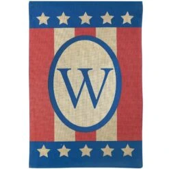 W Burlap Monogram Patriotic