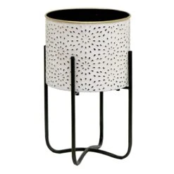 White & Black Metal Plant Stand, 15.5"