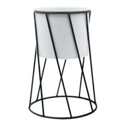 White & Black Metal Plant Stand, 7.5x11
