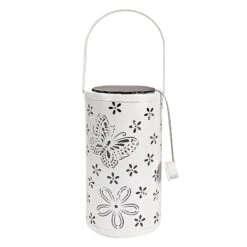 White LED Butterfly Cutout Lantern With Timer, 7.7"
