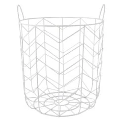 White Metal Wire Storage Basket, 15"