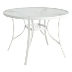 White Steel Round Table, 42"