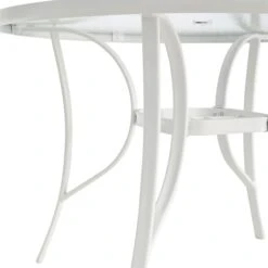 White Steel Round Table, 42" -Patio Furniture Shop white steel round table 42 3