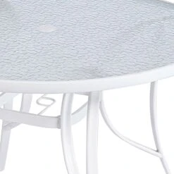 White Steel Round Table, 42" -Patio Furniture Shop white steel round table 42 5