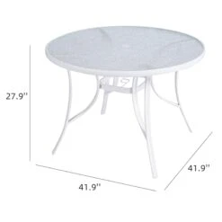 White Steel Round Table, 42" -Patio Furniture Shop white steel round table 42 6