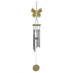 Wood & Metal Butterfly Wind Chime, 34"
