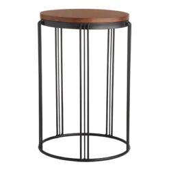 Wood-Top Black Metal Plant Stand, 12x18