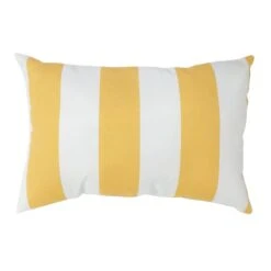 Yellow Awning Striped Lumbar Outdoor Throw Pillow, 14x20