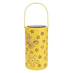 Yellow LED Butterfly Cutout Lantern With Timer, 7.7"