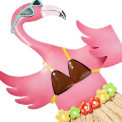 Yellow & Pink Hula Flamingo Garden Stake, 24" -Patio Furniture Shop yellow pink hula flamingo garden stake 24 2